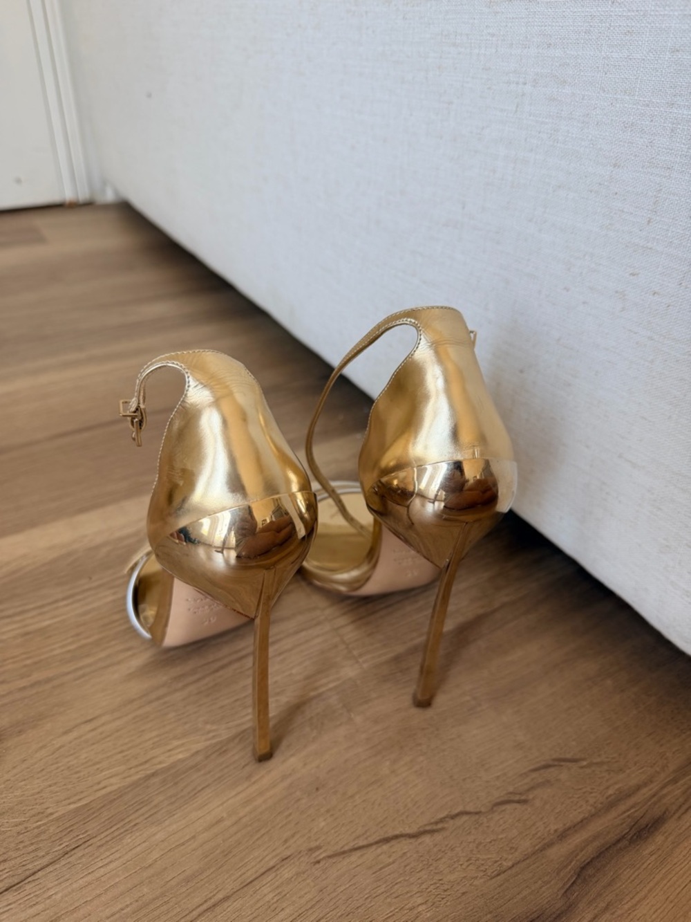 Casadei Metallic Gold Strappy High-Heel Sandals - Picture 3 of 4